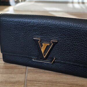 Louis Vuitton Portefeuille Black/Pink Capucines Black Taurillon Leather Wallet